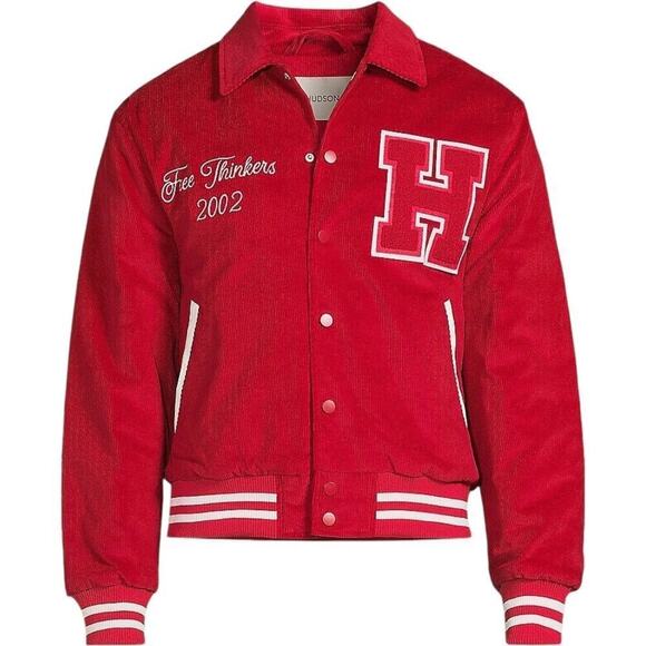 Hudson Jeans Corduroy Varsity Jacket Red size Medium - Picture 2 of 10